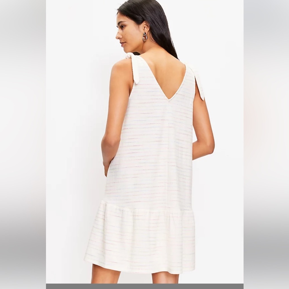 Anne Taylor-Bow Strap Button Flounce Dress-M